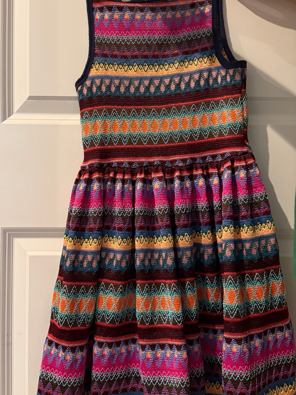 Girls Multicolor Striped Knit Tank Dress - Bright Pattern